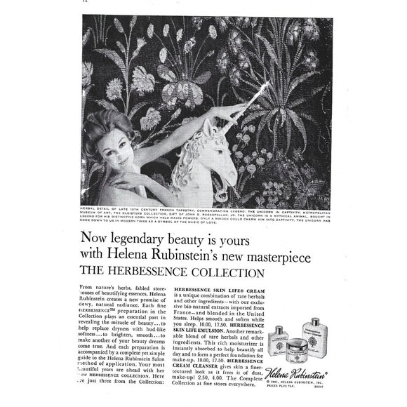 Helena Rubinstein Herbessence Skin Cream 1960s Vintage Print Ad 9 inch - Picture 1 of 2